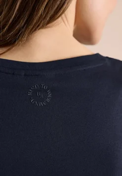 Shirt met ronde hals en omslagdetail