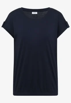 Shirt met ronde hals en omslagdetail