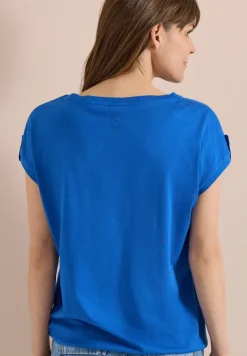 Shirt met ronde hals en omslagdetail