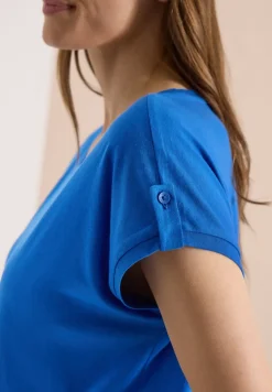 Shirt met ronde hals en omslagdetail