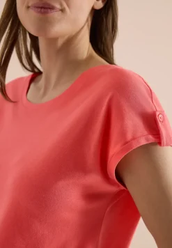 Shirt met ronde hals en omslagdetail