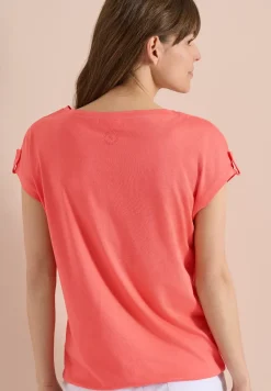 Shirt met ronde hals en omslagdetail