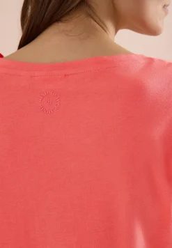 Shirt met ronde hals en omslagdetail