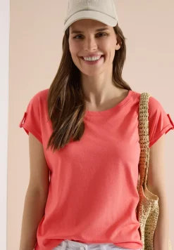 Shirt met ronde hals en omslagdetail