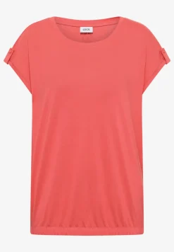 Shirt met ronde hals en omslagdetail