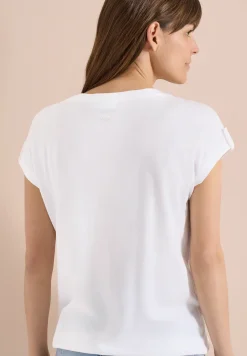 Shirt met ronde hals en omslagdetail