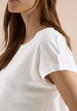 Shirt met ronde hals en omslagdetail