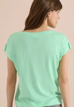 Shirt met ronde hals en omslagdetail