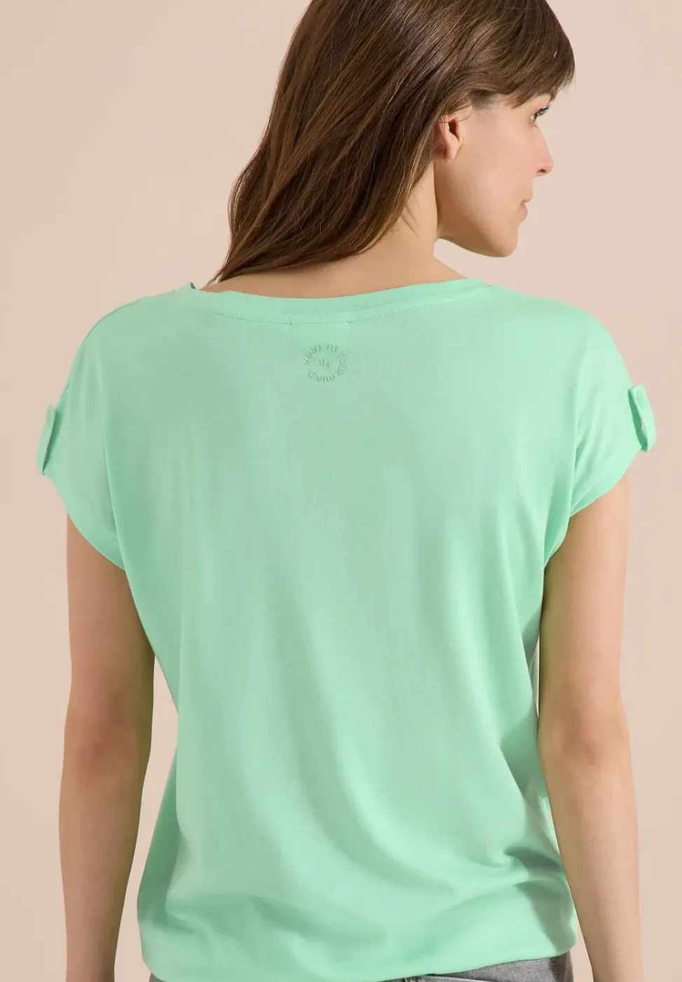 Shirt met ronde hals en omslagdetail