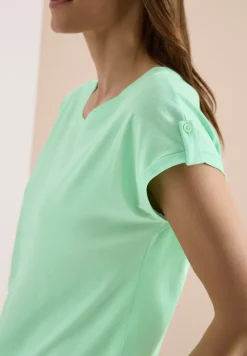 Shirt met ronde hals en omslagdetail