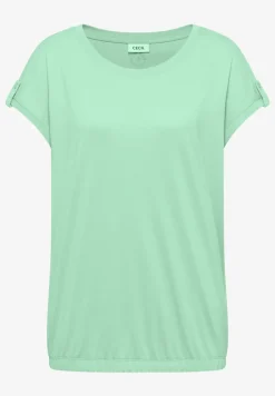 Shirt met ronde hals en omslagdetail