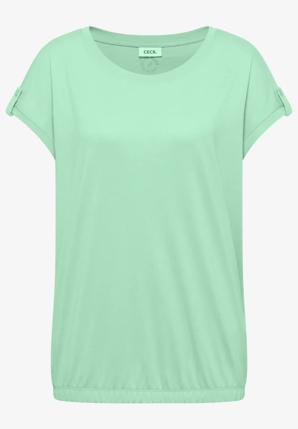 Shirt met ronde hals en omslagdetail