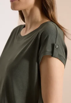 Shirt met ronde hals en omslagdetail
