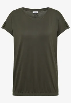 Shirt met ronde hals en omslagdetail