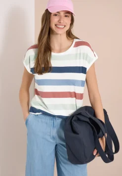 Shirt met ronde hals en omslagdetail
