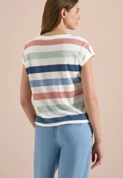 Shirt met ronde hals en omslagdetail