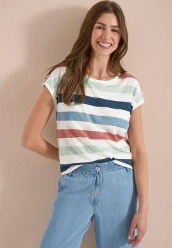 Shirt met ronde hals en omslagdetail