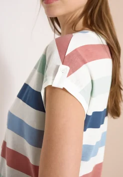 Shirt met ronde hals en omslagdetail