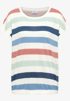 Shirt met ronde hals en omslagdetail
