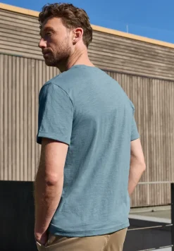 Shirt met ronde hals en omslagdetail