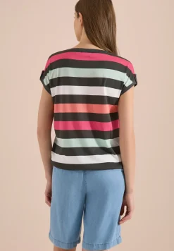 Shirt met ronde hals en omslagdetail