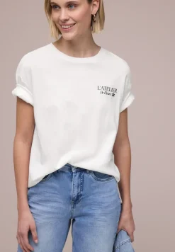 Shirt met ronde hals en opdruk op de rug