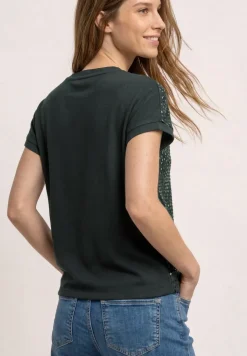 Shirt met ronde hals en pailletten