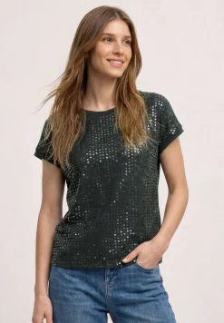 Shirt met ronde hals en pailletten