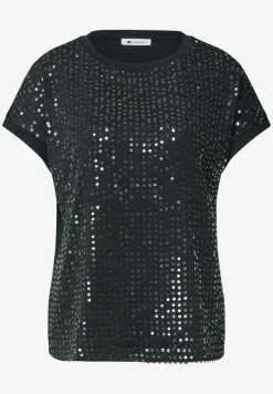 Shirt met ronde hals en pailletten