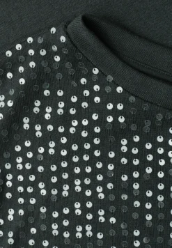 Shirt met ronde hals en pailletten