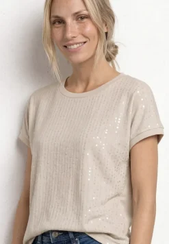 Shirt met ronde hals en pailletten