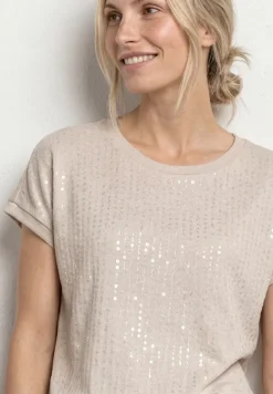 Shirt met ronde hals en pailletten