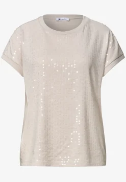 Shirt met ronde hals en pailletten