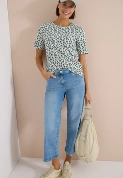 Shirt met ronde hals en palmopdruk