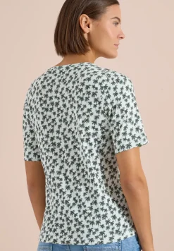 Shirt met ronde hals en palmopdruk