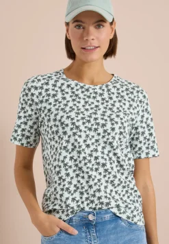 Shirt met ronde hals en palmopdruk