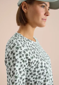 Shirt met ronde hals en palmopdruk