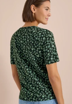 Shirt met ronde hals en palmopdruk