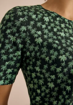 Shirt met ronde hals en palmopdruk