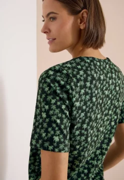Shirt met ronde hals en palmopdruk