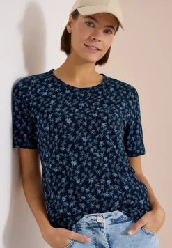 Shirt met ronde hals en palmopdruk
