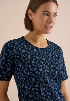 Shirt met ronde hals en palmopdruk