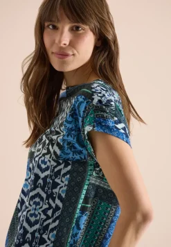 Shirt met ronde hals en patchworkprint