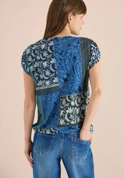 Shirt met ronde hals en patchworkprint