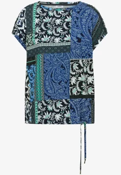 Shirt met ronde hals en patchworkprint