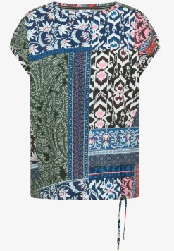 Shirt met ronde hals en patchworkprint
