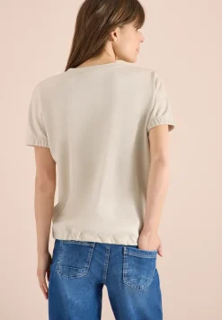 Shirt met ronde hals en rimpels