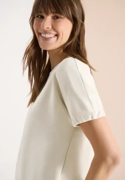 Shirt met ronde hals en rimpels
