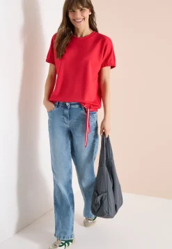 Shirt met ronde hals en rimpels