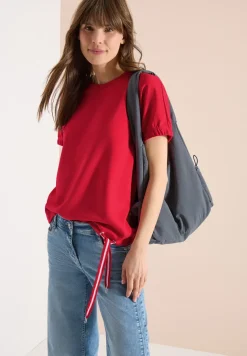 Shirt met ronde hals en rimpels